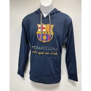 FC Barcelona Blue Hoodie Sweatshirt Football Club Soccer Barca Logo Blue Mens M